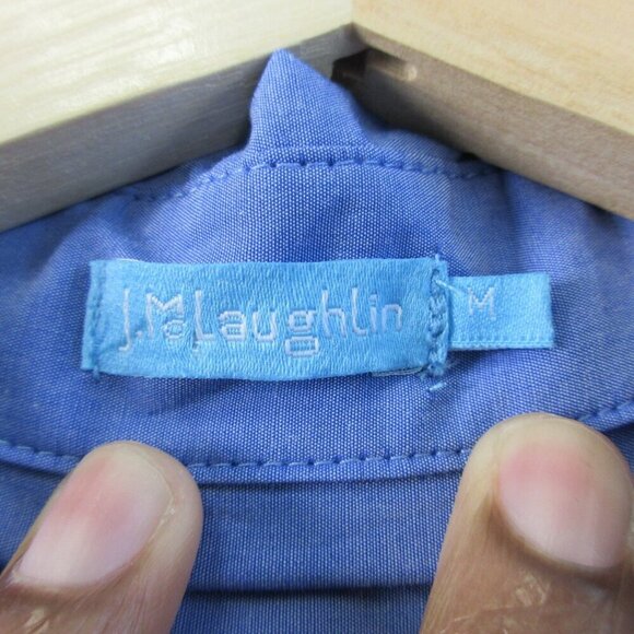 J McLaughlin Women's Button Up Blouse M Blue Dress Shirt Long Sleeve Casual 206 - Picture 3 of 9